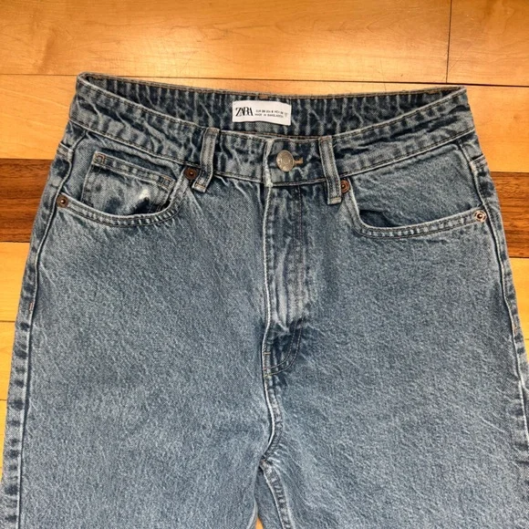 Zara high rise straight leg stonewashed denim jeans - Picture 5 of 10